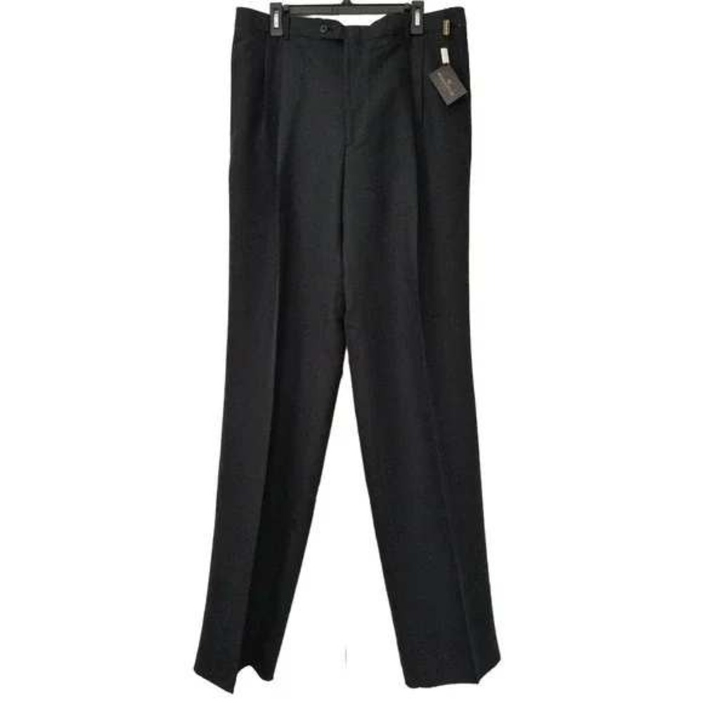 Bugatchi Uomo Mens‎ Pleated Dress Pants Black Waist 38 Unhemmed NWT